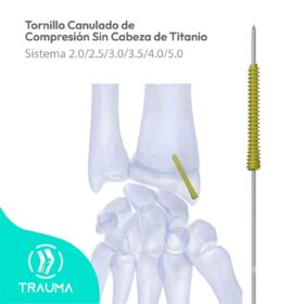 Tornillo Canulado de Compresión Sin Cabeza de Titanio